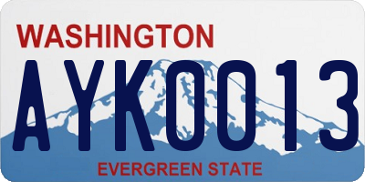 WA license plate AYK0013