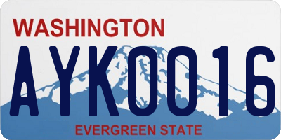 WA license plate AYK0016