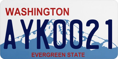 WA license plate AYK0021
