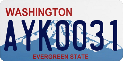 WA license plate AYK0031