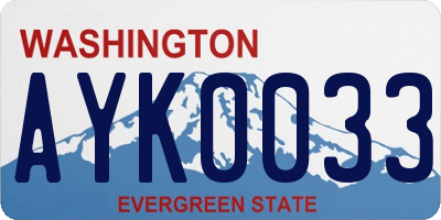 WA license plate AYK0033