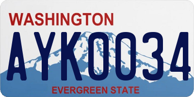 WA license plate AYK0034