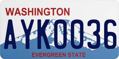 WA license plate AYK0036