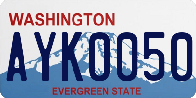 WA license plate AYK0050
