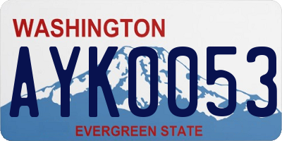 WA license plate AYK0053