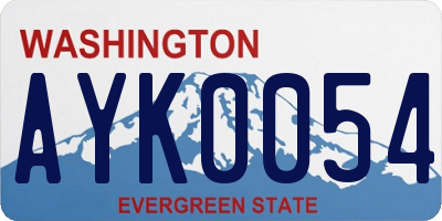 WA license plate AYK0054
