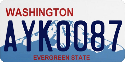 WA license plate AYK0087