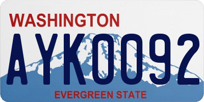 WA license plate AYK0092