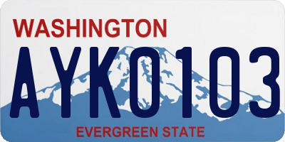 WA license plate AYK0103