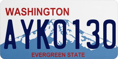 WA license plate AYK0130