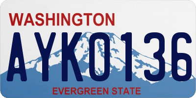 WA license plate AYK0136