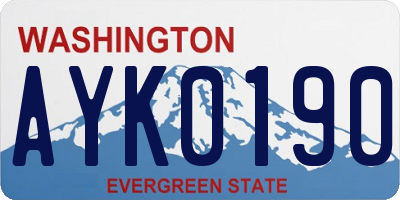 WA license plate AYK0190