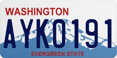 WA license plate AYK0191