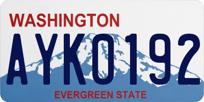 WA license plate AYK0192