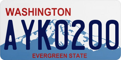 WA license plate AYK0200