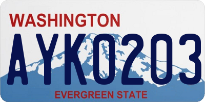 WA license plate AYK0203