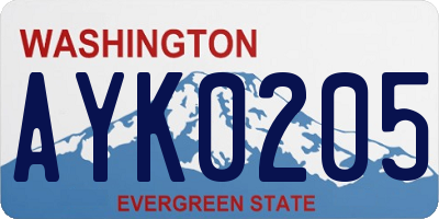 WA license plate AYK0205