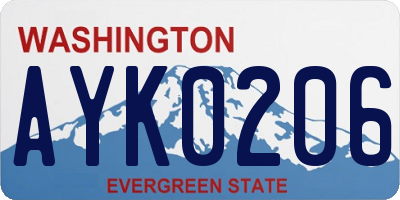 WA license plate AYK0206