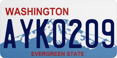 WA license plate AYK0209