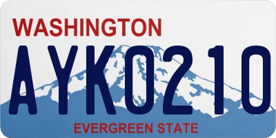 WA license plate AYK0210