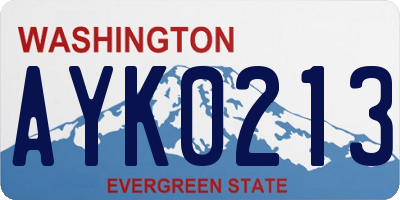 WA license plate AYK0213