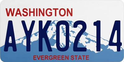 WA license plate AYK0214