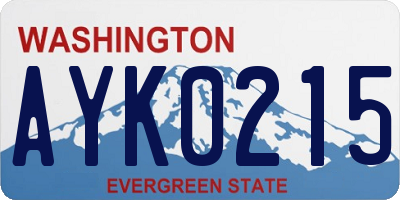 WA license plate AYK0215