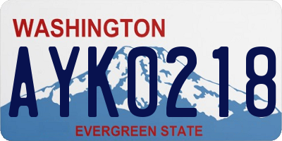WA license plate AYK0218