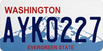 WA license plate AYK0227