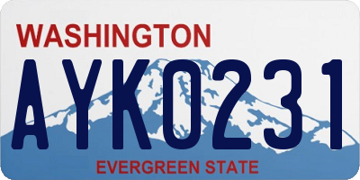 WA license plate AYK0231