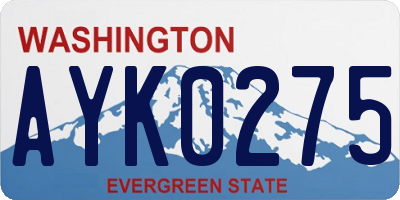 WA license plate AYK0275