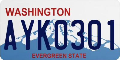 WA license plate AYK0301