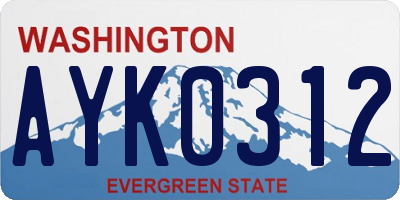 WA license plate AYK0312