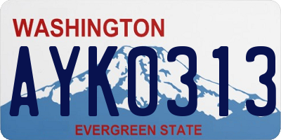 WA license plate AYK0313