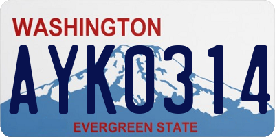WA license plate AYK0314