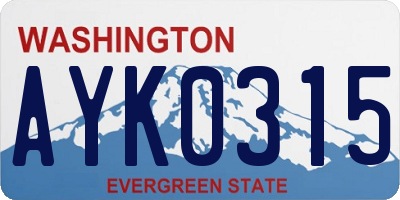 WA license plate AYK0315