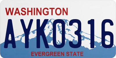 WA license plate AYK0316