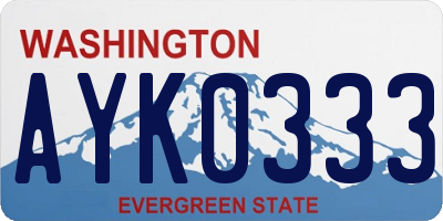 WA license plate AYK0333