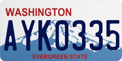 WA license plate AYK0335