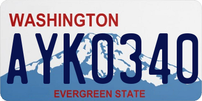 WA license plate AYK0340