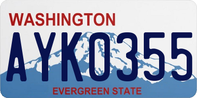 WA license plate AYK0355
