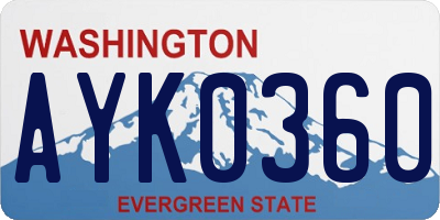 WA license plate AYK0360