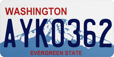 WA license plate AYK0362