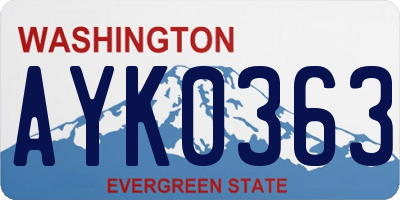 WA license plate AYK0363