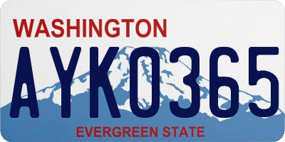 WA license plate AYK0365