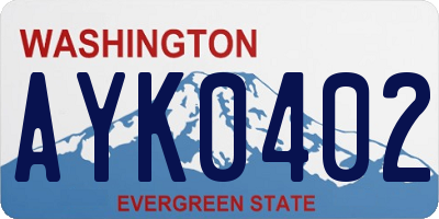 WA license plate AYK0402