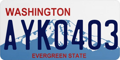 WA license plate AYK0403