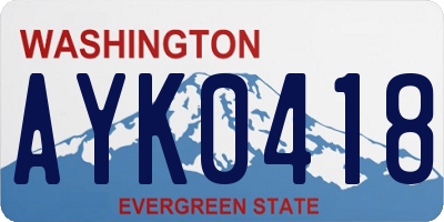 WA license plate AYK0418