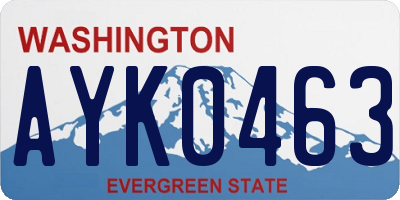 WA license plate AYK0463