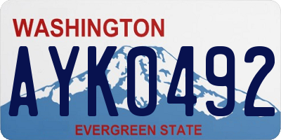 WA license plate AYK0492